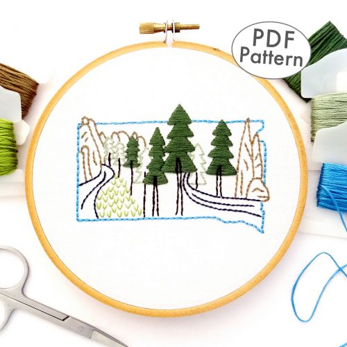 South Dakota Hand Embroidery Pattern - Wandering Threads Embroidery