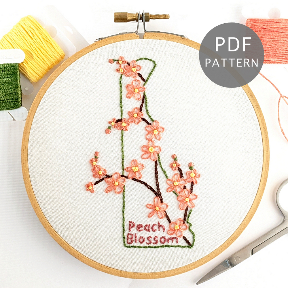 Delaware Flower Hand Embroidery Pattern {Peach Blossom} - Wandering Threads  Embroidery
