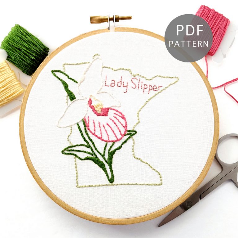 Minnesota Flower Hand Embroidery Pattern {Lady Slipper} - Wandering ...