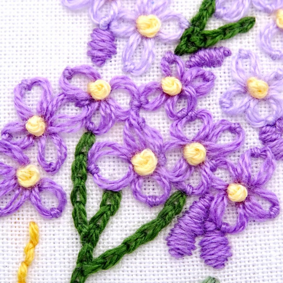 New Hampshire Flower Hand Embroidery Pattern {Purple Lilac} - Wandering ...