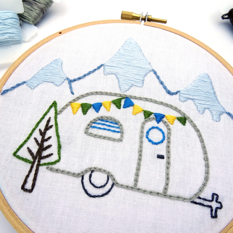 Vintage Trailer Winter Mountains Hand Embroidery Pattern - Wandering ...