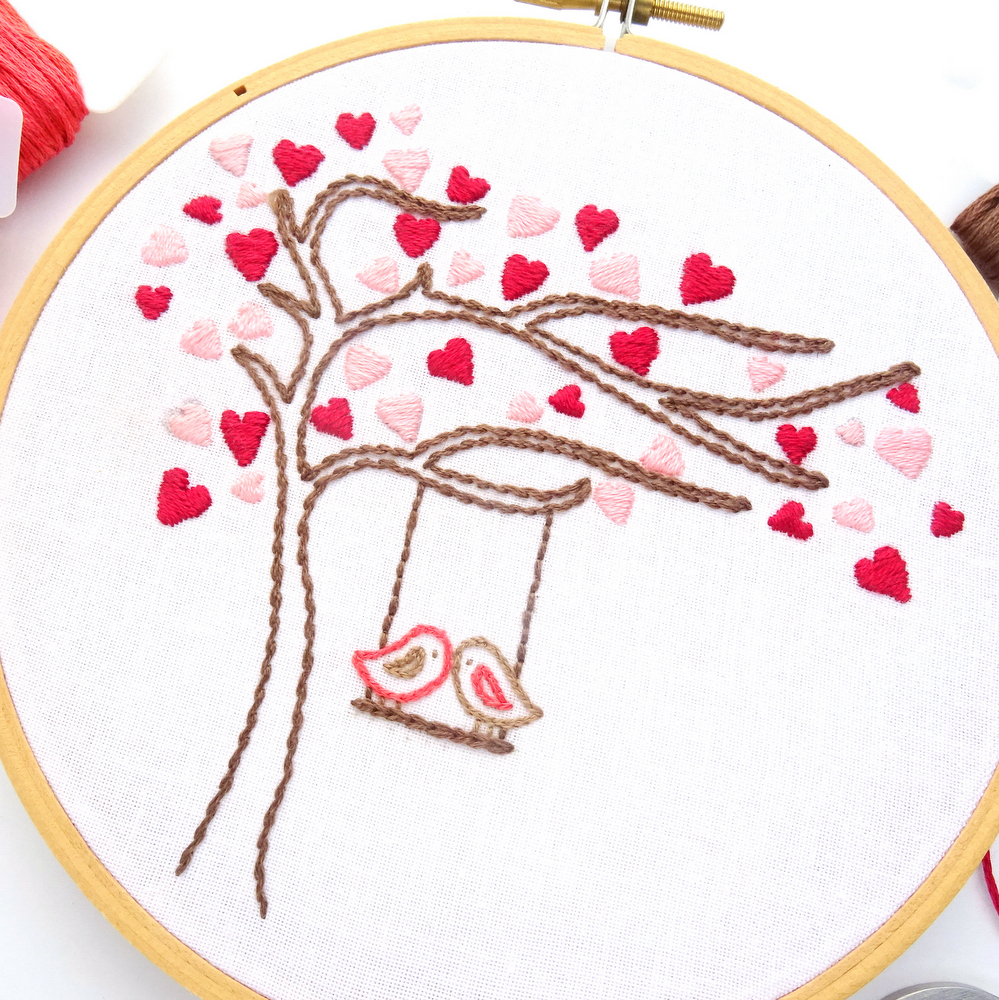 Hand Embroidery, 8 Different Stitches of Heart Shape, Love Shape