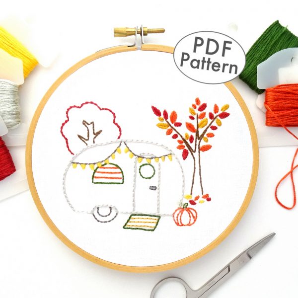 Vintage Trailer Autumn Joy Hand Embroidery Pattern - Wandering Threads ...