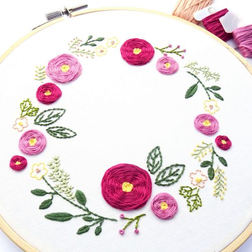 Spring Wreath Hand Embroidery Pattern - Wandering Threads Embroidery