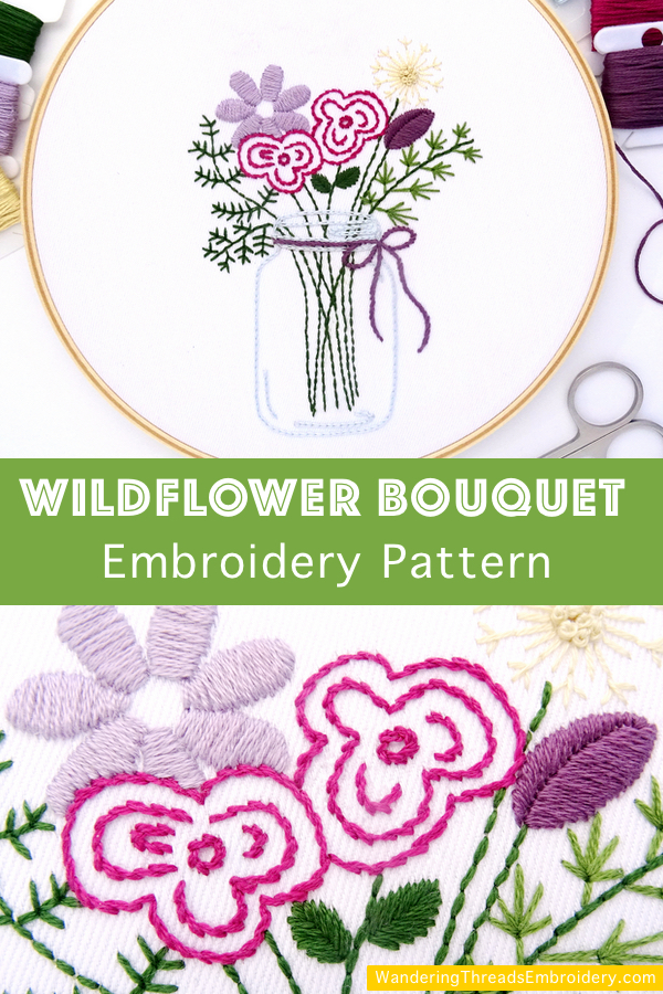 Wildflower Bouquet Hand Embroidery Pattern - Wandering ...