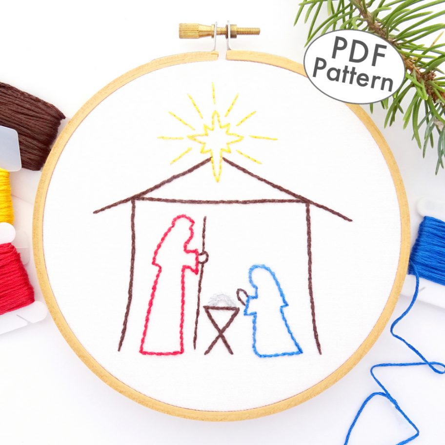 Christmas Nativity Hand Embroidery Pattern - Wandering Threads Embroidery