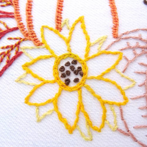 Pumpkins & Leaves Hand Embroidery Pattern - Wandering Threads Embroidery