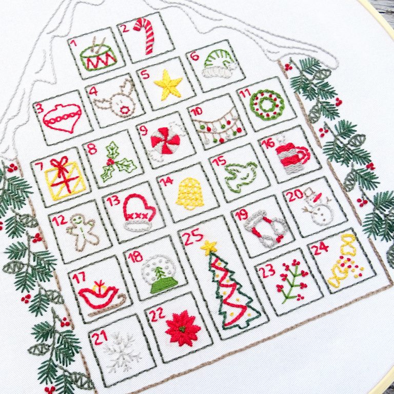 Advent Calendar Hand Embroidery Pattern Wandering Threads Embroidery