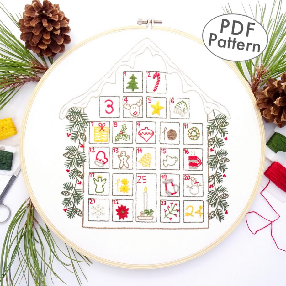 Advent Calendar Hand Embroidery Pattern Wandering Threads Embroidery