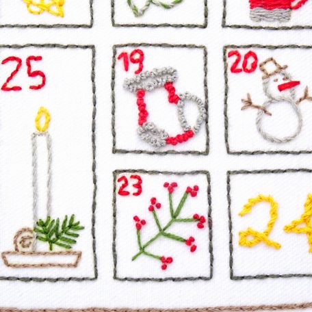 Advent Calendar Hand Embroidery Sampler Pattern - Wandering Threads ...