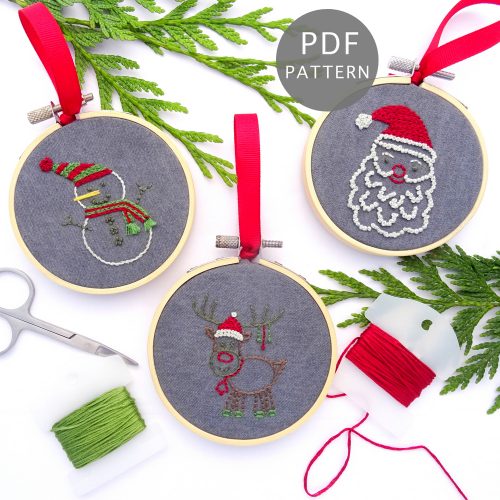 Christmas Characters Ornament Set Hand Embroidery Pattern - Wandering ...