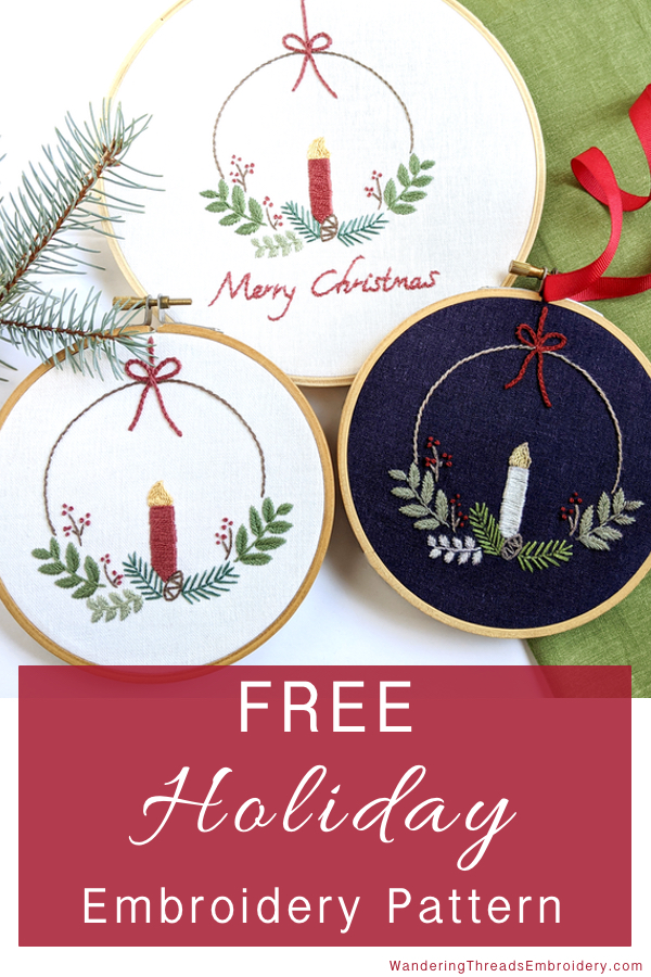 FREE Holiday Embroidery Pattern & Tutorial - Wandering Threads Embroidery