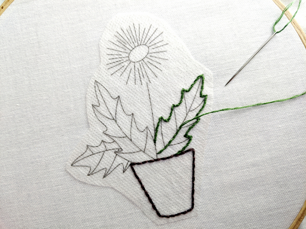 Botanical Hand Embroidery Pattern, Stick and Stitch Transfer Patch