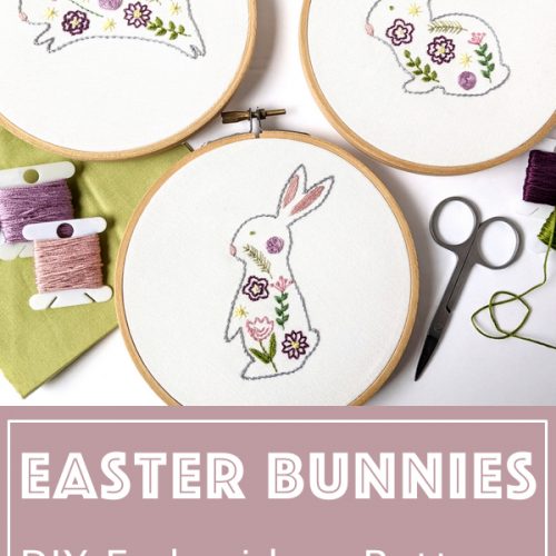 Floral Easter Bunny Hand Embroidery Pattern - Wandering Threads Embroidery