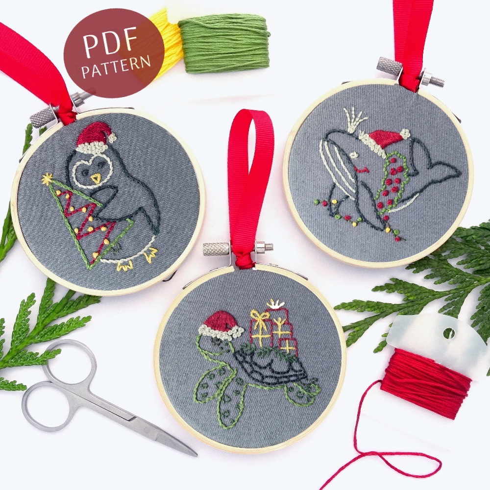 Sea Creatures Ornament Set Hand Embroidery Pattern