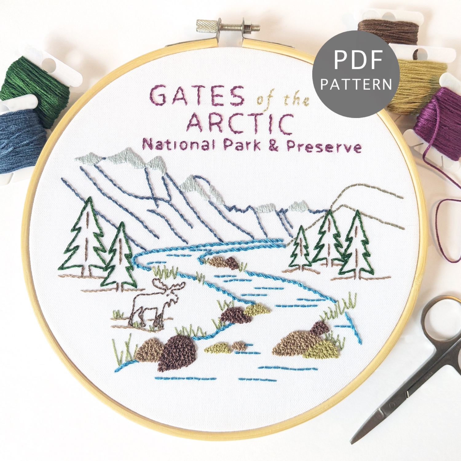 Gates of the Arctic National Park Hand Embroidery Pattern