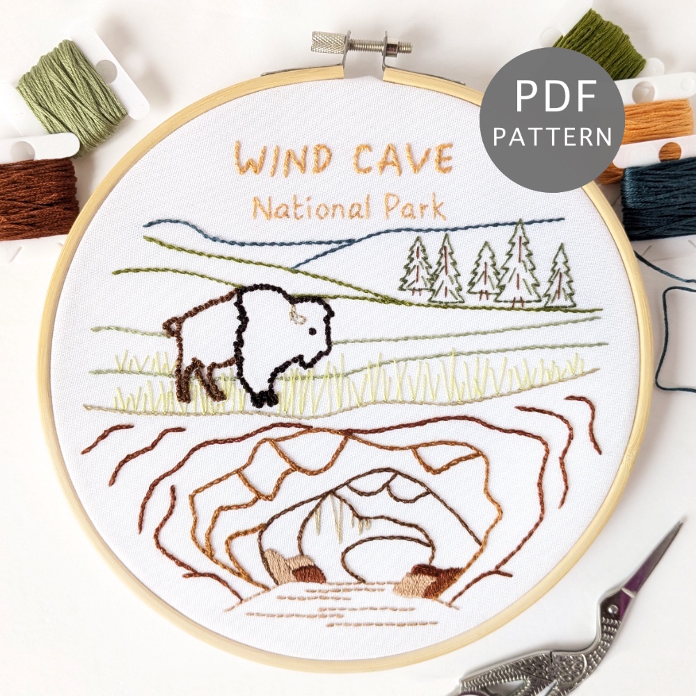 Wind Cave National Park Hand Embroidery Pattern