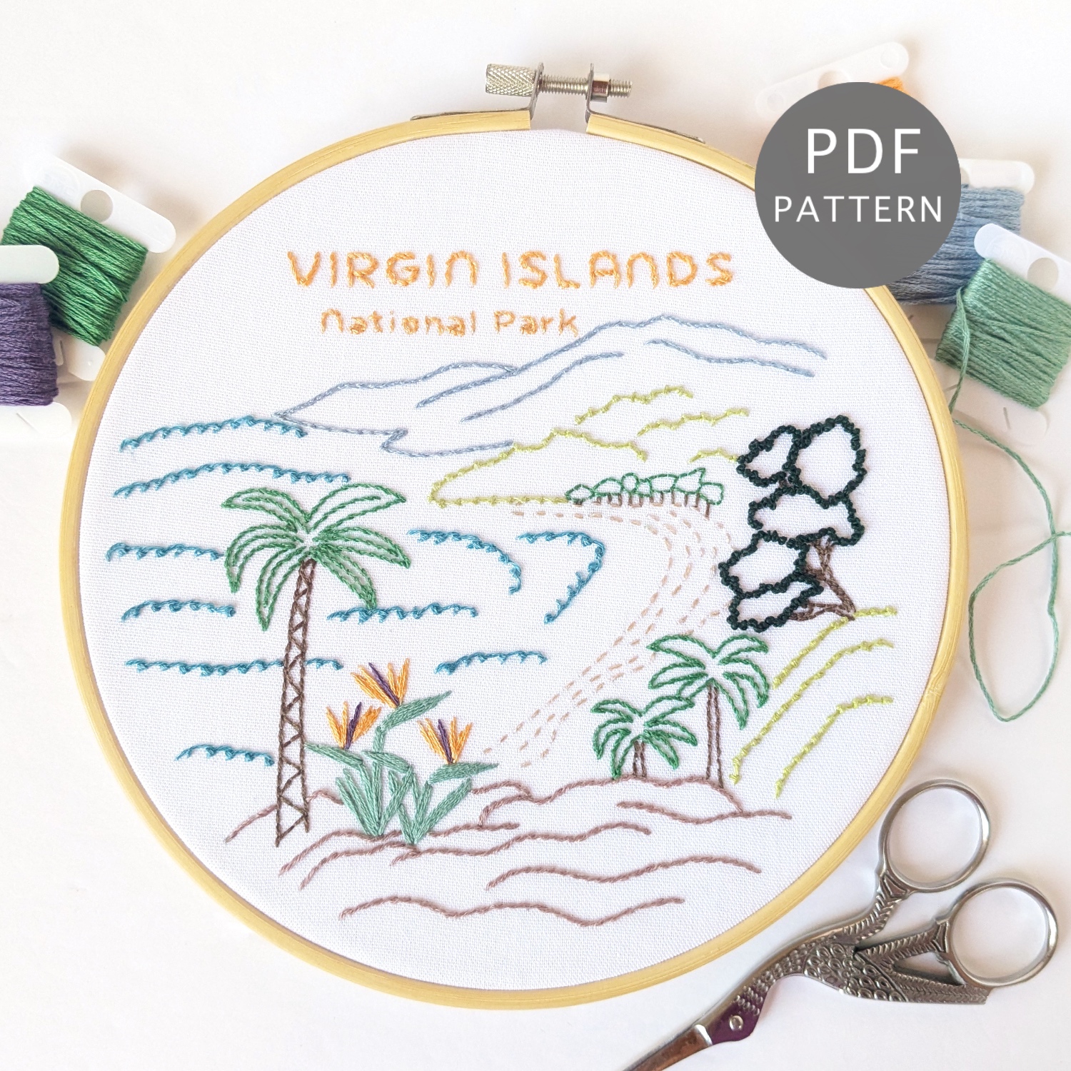 Virgin Island National Park Hand Embroidery Pattern