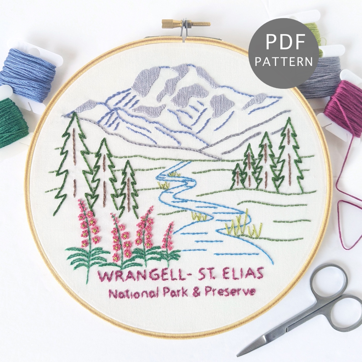 Wrangell – St. Elias National Park Hand Embroidery Pattern