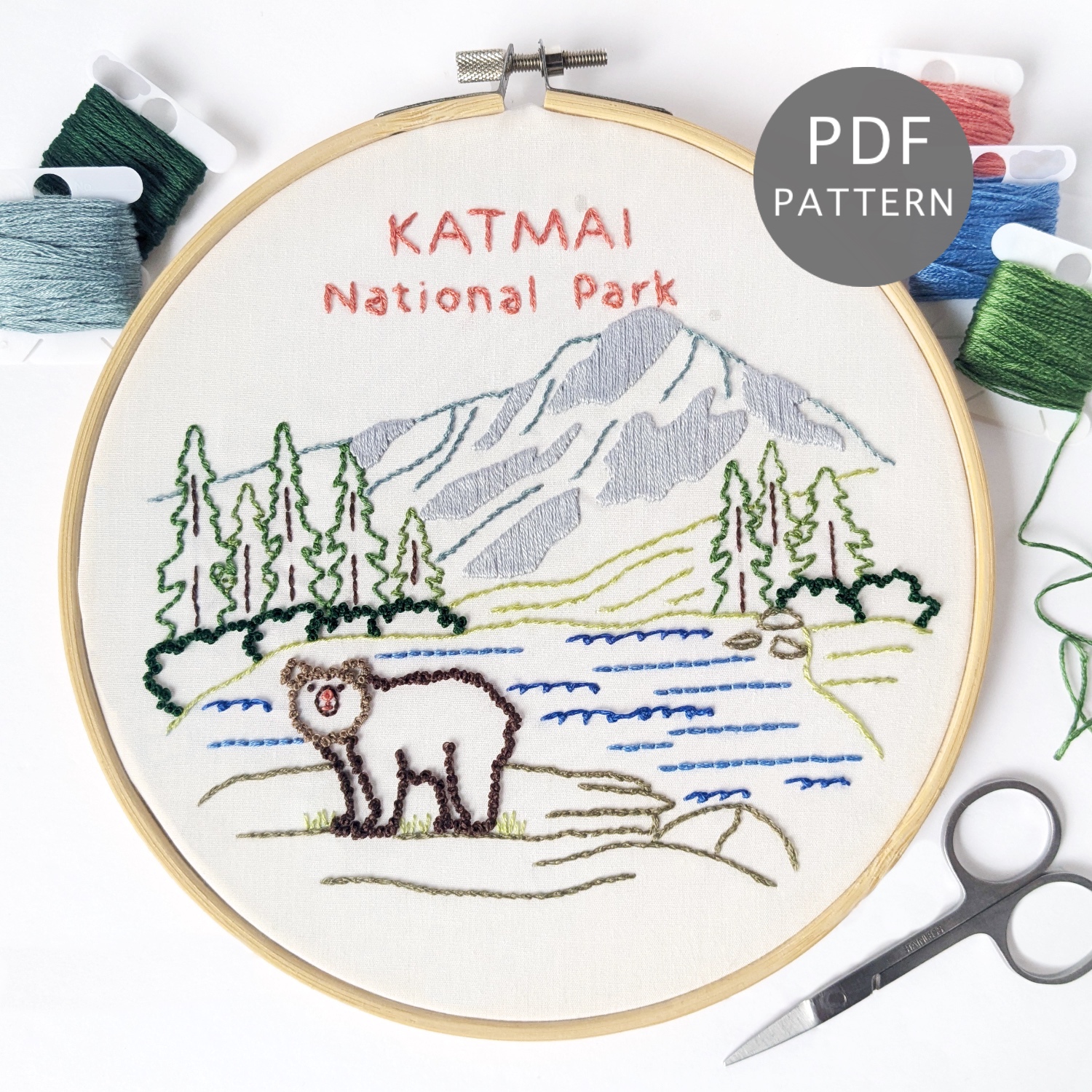 Katmai National Park Hand Embroidery Pattern