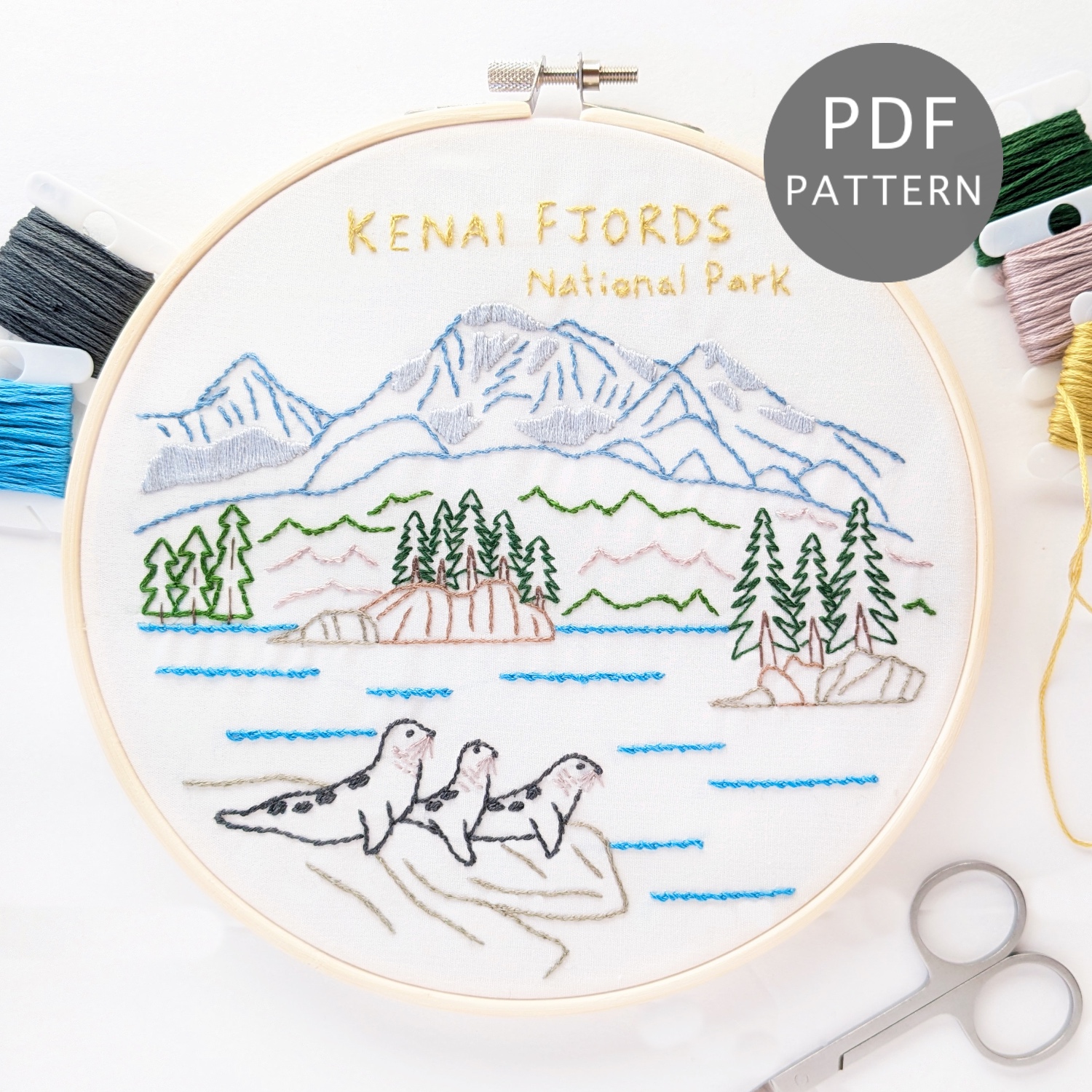 Kenai Fjords National Park Hand Embroidery Pattern