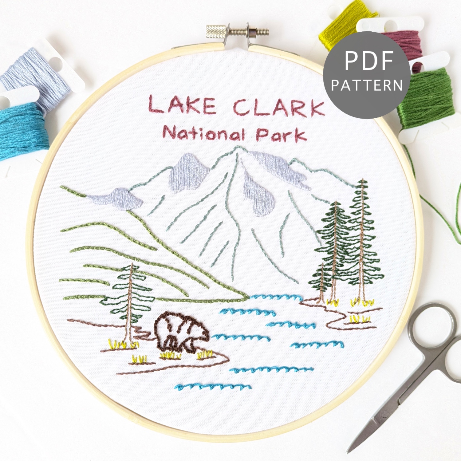 Lake Clark National Park Hand Embroidery Pattern