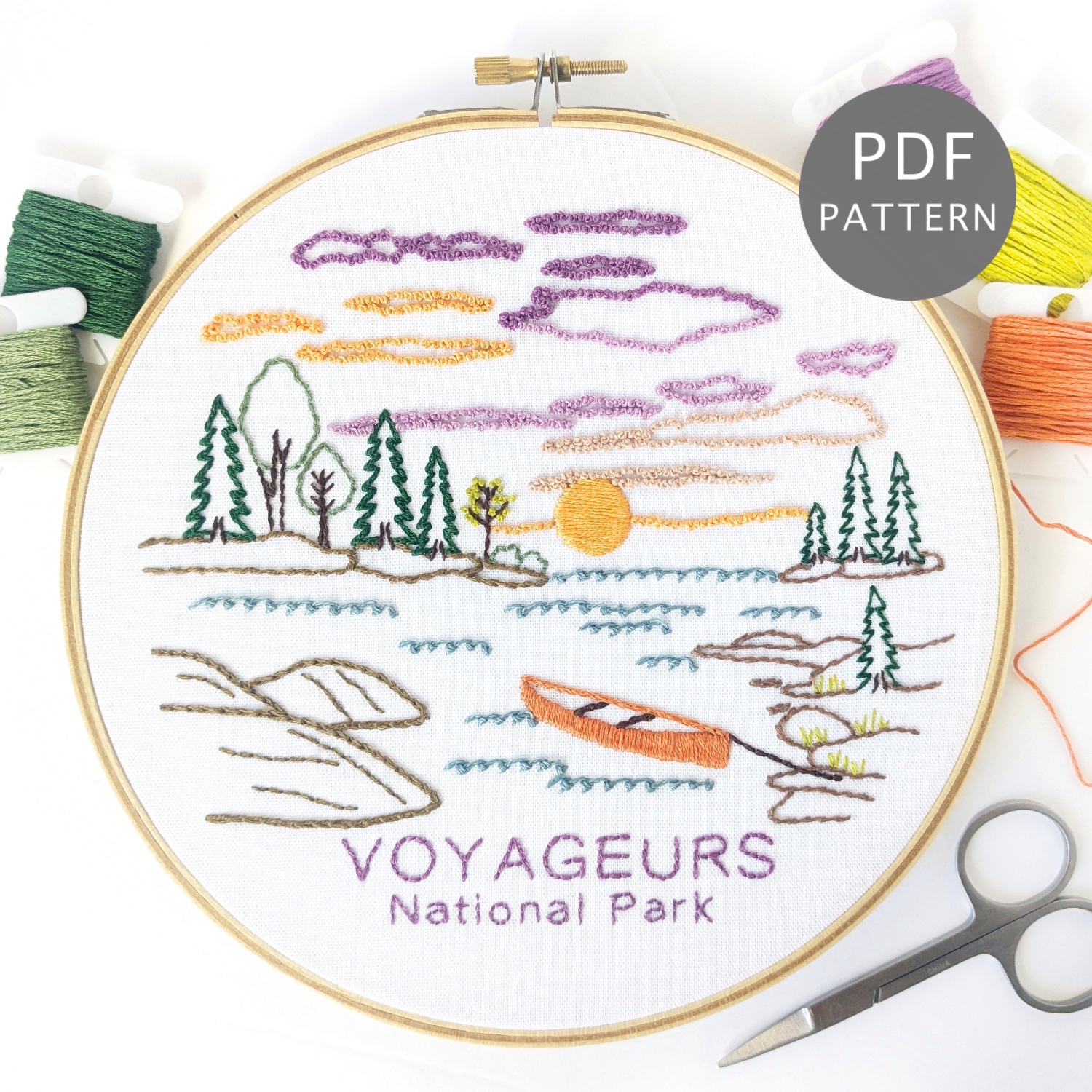 Voyageurs National Park Hand Embroidery Pattern